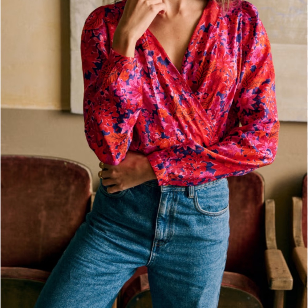 Floral Red and Pink Women's Top